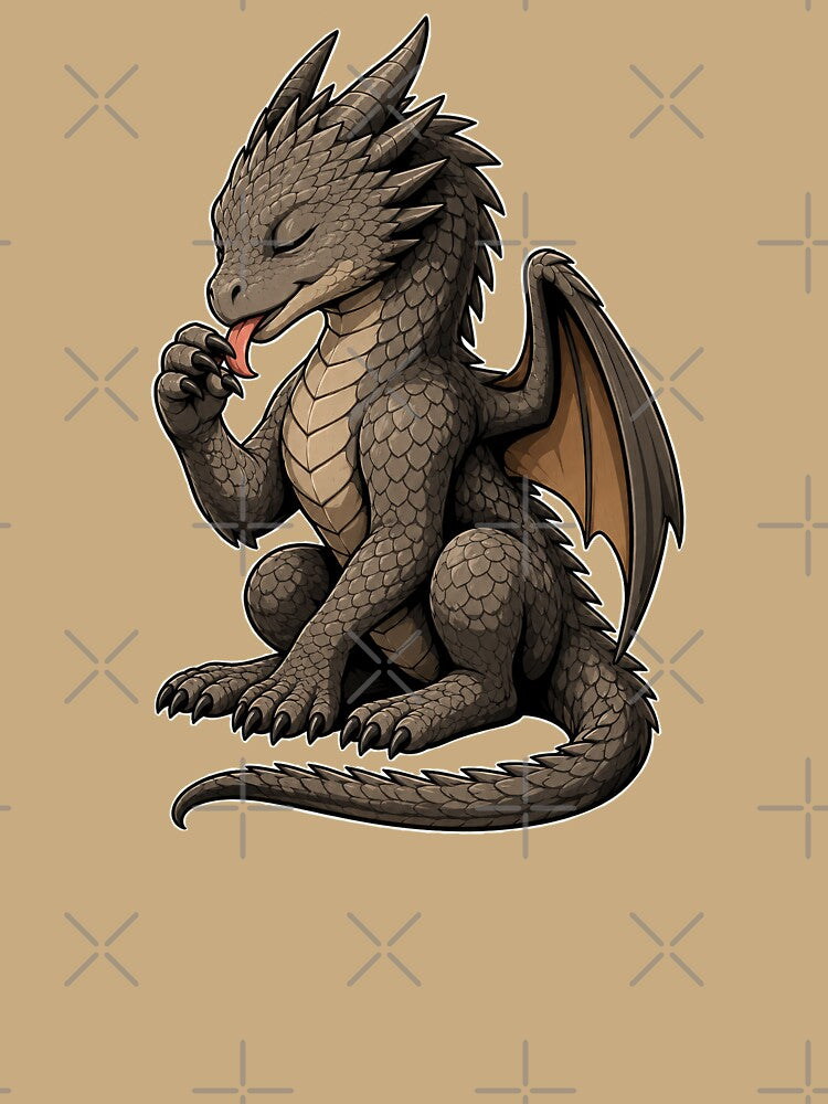 Mischievous Dragon Licking Claws by Hatchling Hollow
