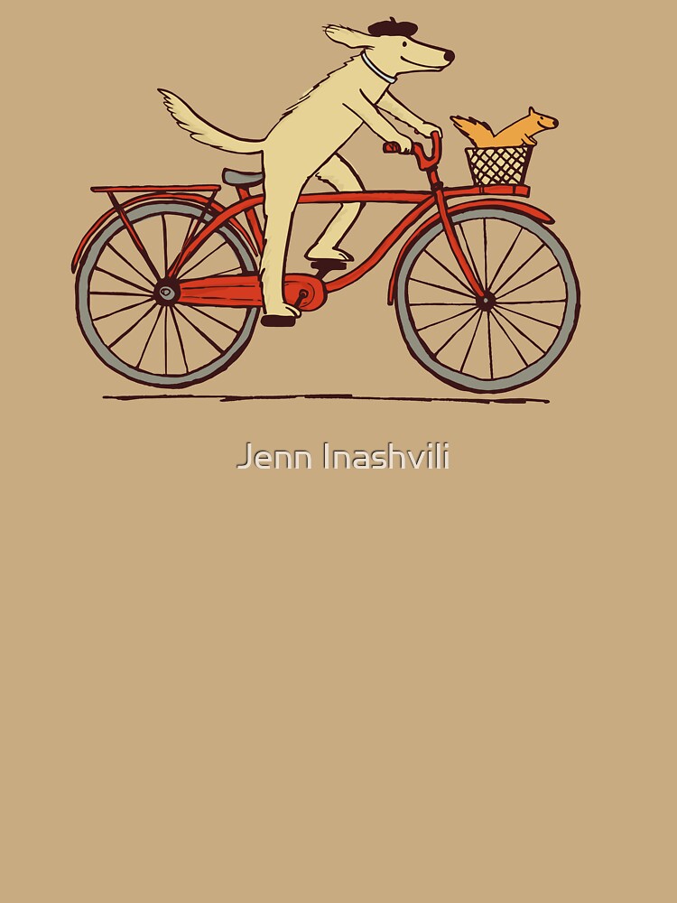 Dog and Squirrel are Friends | Whimsical Animal Art | Dog Riding a Bicycle by Jenn Inashvili