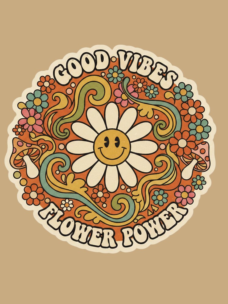 Good Vibes Flower Power Retro 70s Mandala - Hippie  Groovy Aesthetic Sticker by Ishqkidua