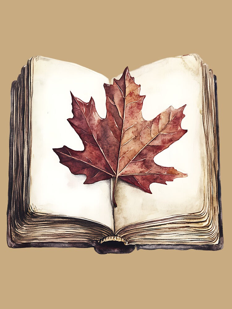 Dark Academia Book with Pressed Leaf by bapupa