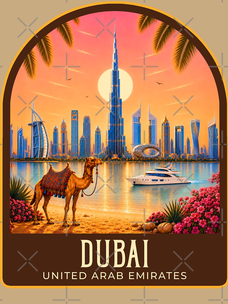 Dubai Vintage Travel Illustration by HomeLivingCo