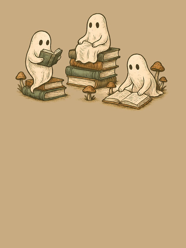 Vintage Ghosts and Books Dark Academia Aesthetic - Hand Drawn Illustration by Fantasy Cache