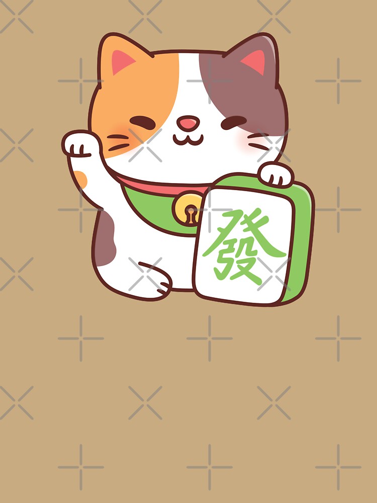 Cute Lucky Calico Cat With Mahjong Tile Funny by rustydoodle