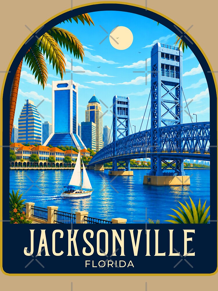 Jacksonville Vintage Travel Illustration by HomeLivingCo