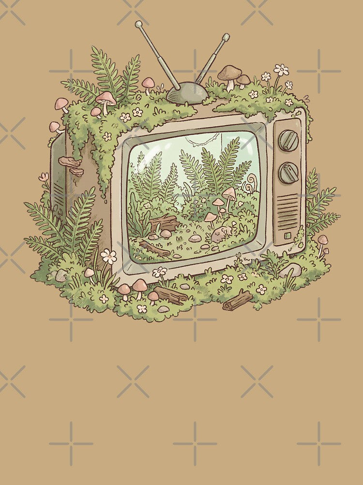 Mossy Vintage TV Overgrown Nature Terrarium, Cottagecore Aesthetic by Magnificent Lizard