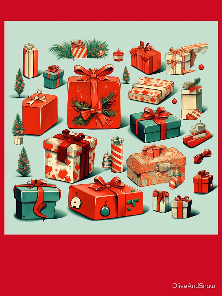 Nostalgic Retro Christmas gifts seamless pattern Vintage Wallpaper by OliveAndSnow