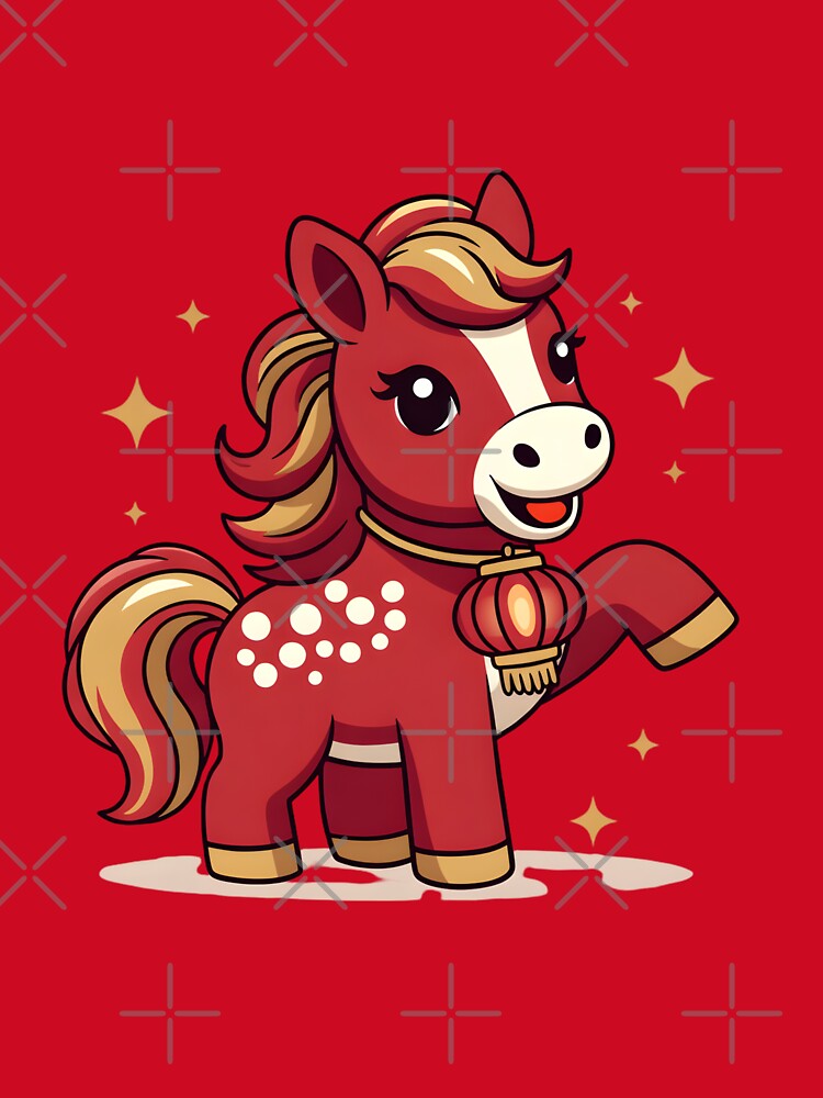 Cute Horse Zodiac 2026 Festive Red Style by GrumpySableye