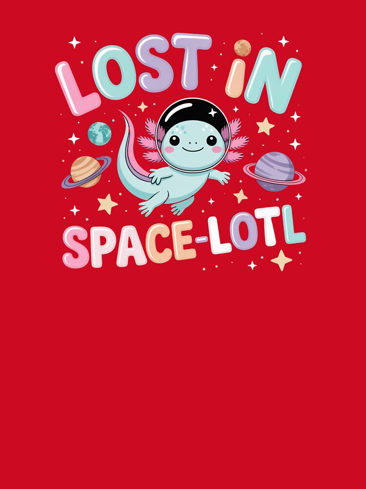 Lost in Space-lotl – Cute Axolotl Space Design for Dark Apparel & Products by Muzgle