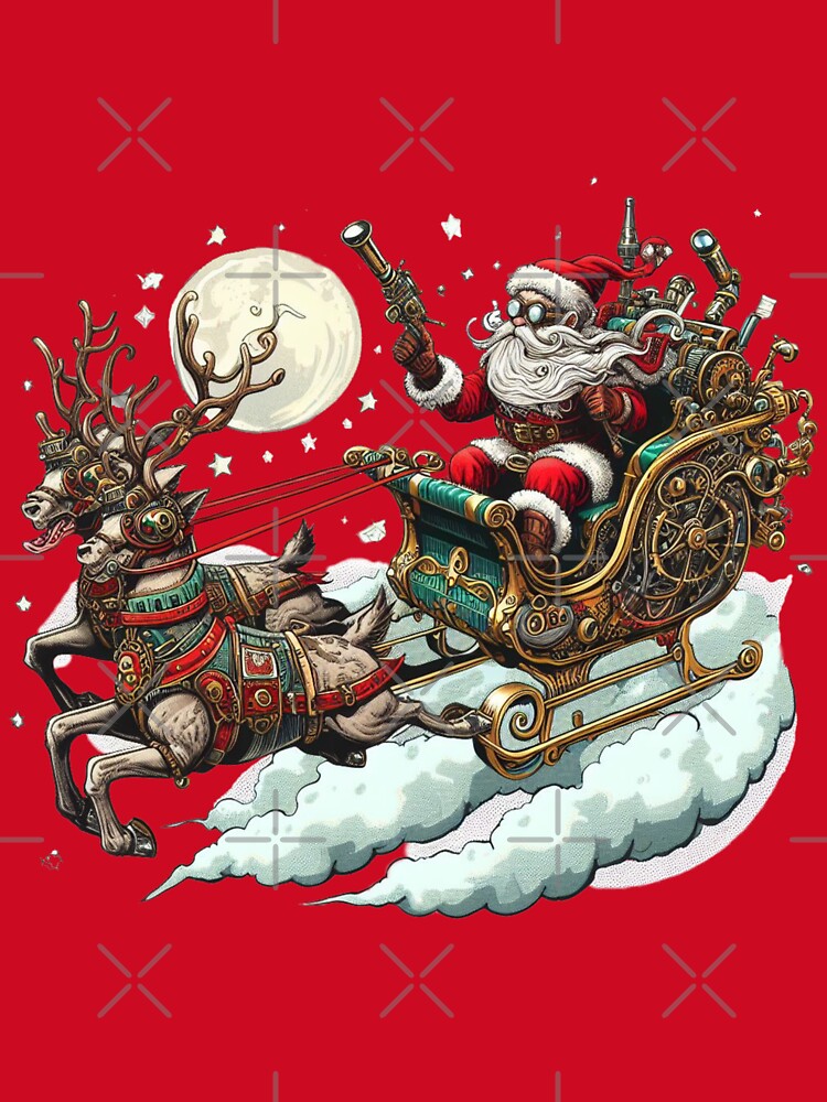 Steampunk Santa and Reindeer by organicgal