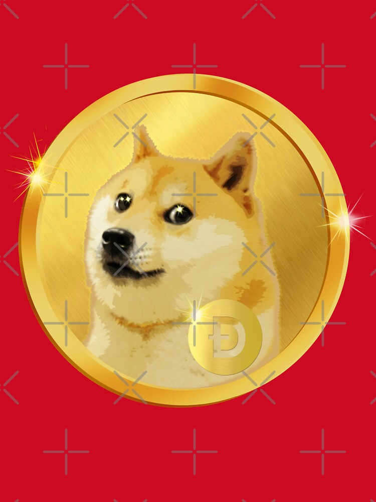 Golden Doge Coin Emblem - Regal Maroon & Gold Shiba Inu Art by Art-PraveenRai