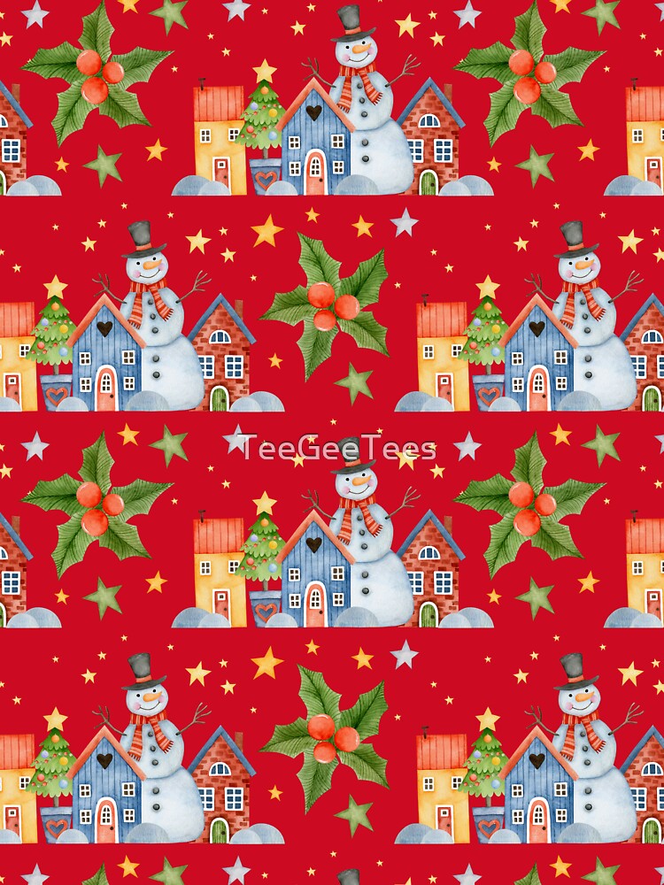 Snowman and Christmas Village Paper Pattern by TeeGeeTees