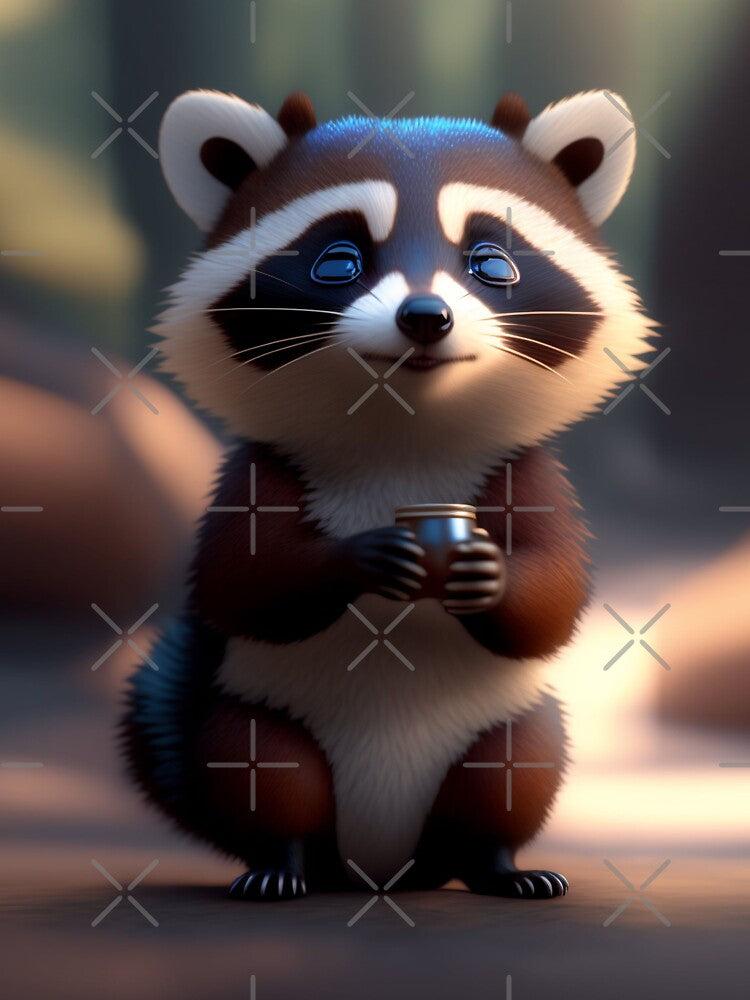 Baby Raccoon Holding a Cup by ChibiMavis