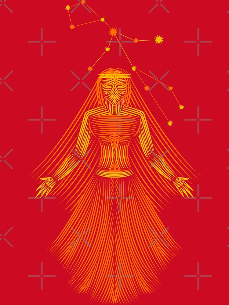 Virgo Zodiac Constellation Yellow Orange Minimalist Art by JAMerArc