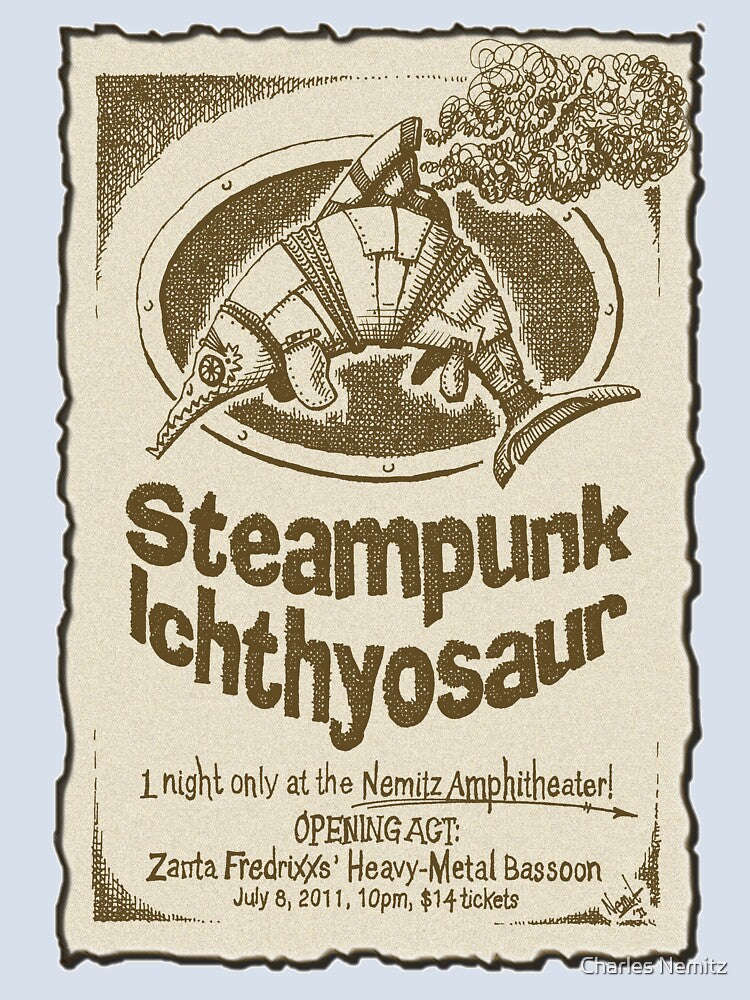 Steampunk Ichthyosaur Gig Flier by Charles Nemitz
