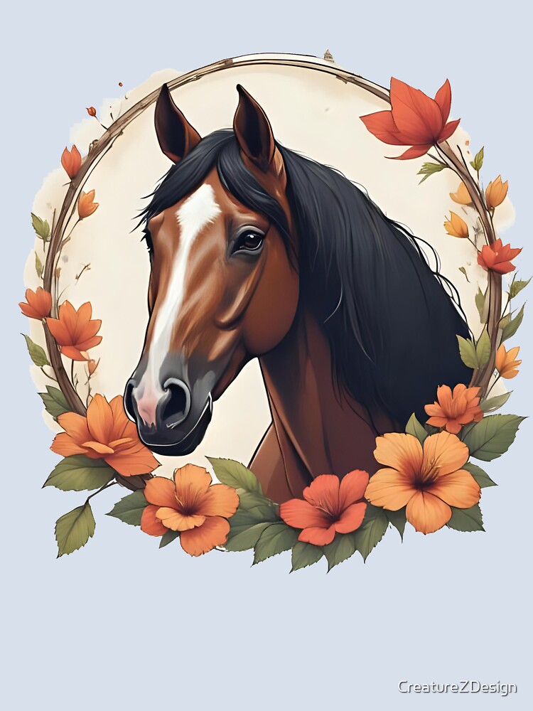 Bay Horse with Flowers by CreatureZDesign