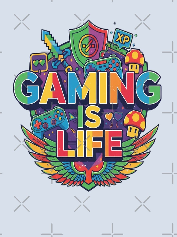 Colorful Retro Gaming Is Life Artwork by PrintBreeze
