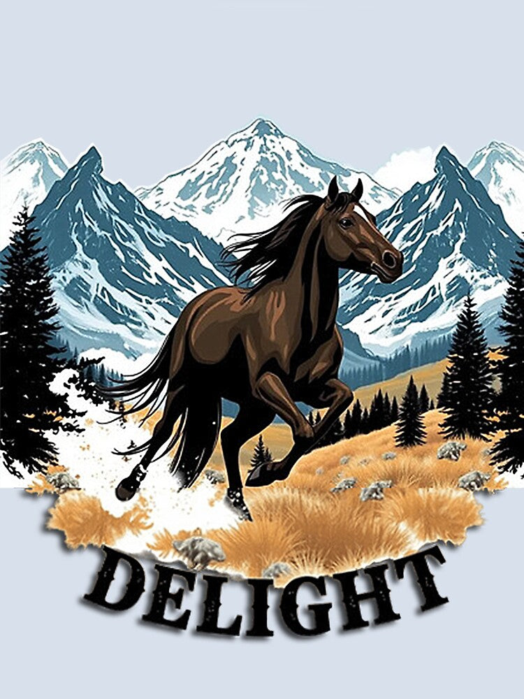 Horse Riding Apparel - Mountain and Horse T-Shirt by freirestone