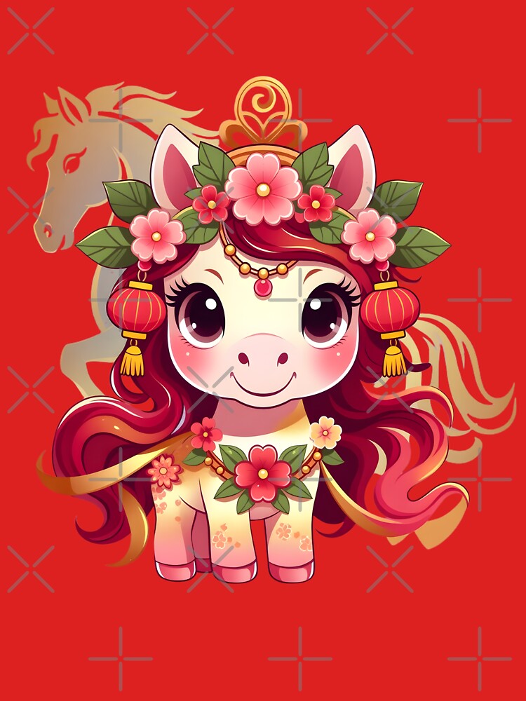 Chibi Zodiac Horse 2026 Flower Power by GrumpySableye