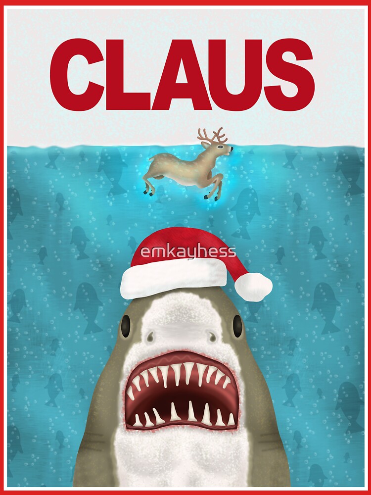 Funny Christmas Santa Claus Shark Reindeer Humor by emkayhess