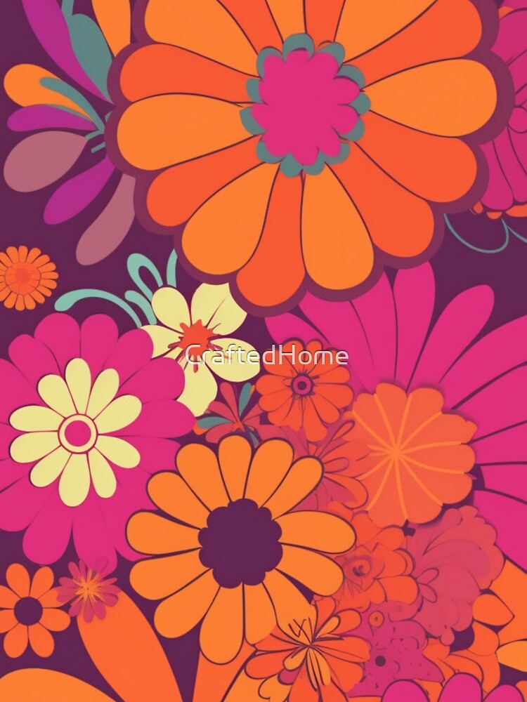 70s Hippy Flowers in Purple and Orange by CraftedHome