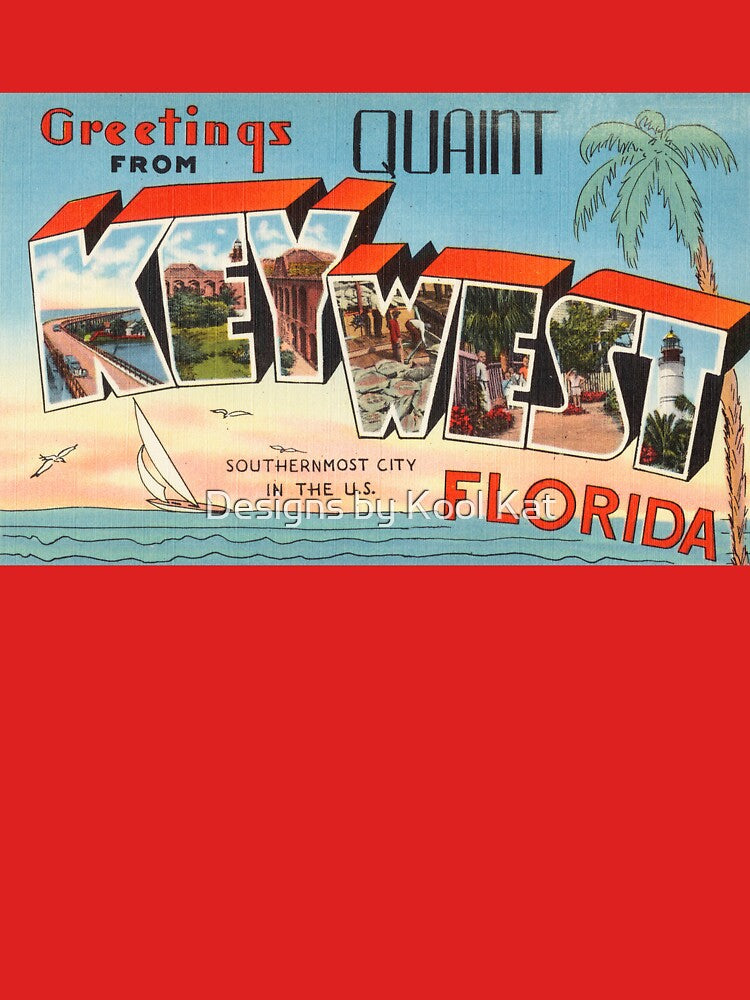 Key West, FL Large Letter Vintage Postcard by Designs by Kool Kat