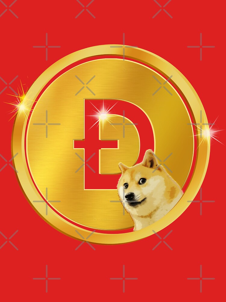 Golden Dogecoin Currency Emblem - Regal Maroon & Gold Crypto Art by Art-PraveenRai