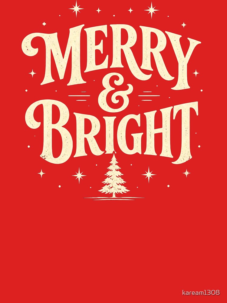Retro Merry and Bright Christmas Typography by kaream1308