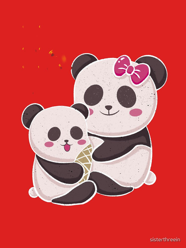 Cute Mother And Baby panda Sticker by sisterthreein