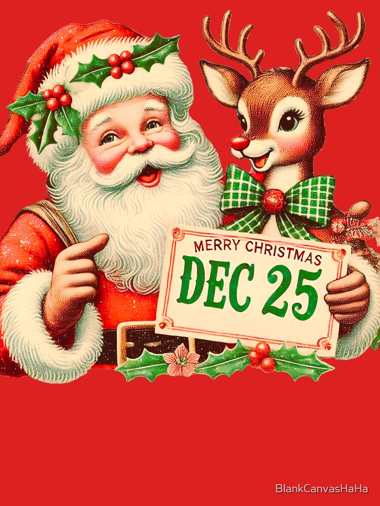 Vintage Christmas Cheer: Santa and Reindeer by BlankCanvasHaHa