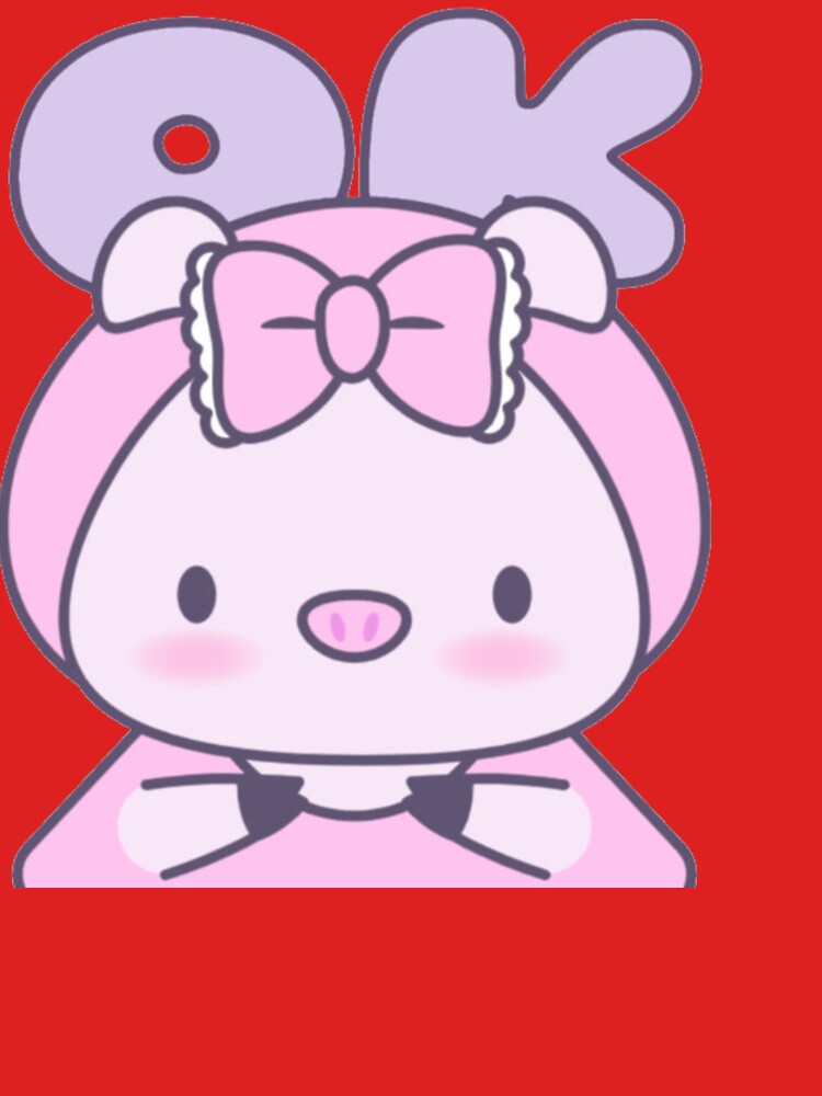 Cute OK Pink Piggy - Kawaii Pastel Anime Pig with Bow by GenZFashion000
