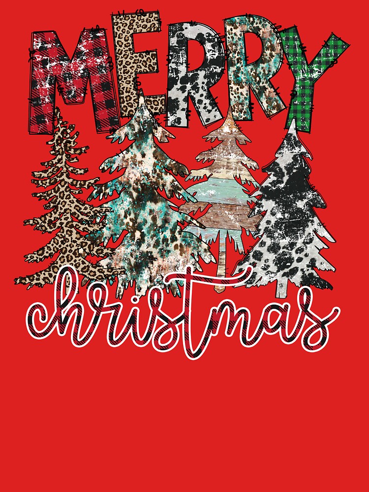 Merry Christmas Christmas tree Vintage plaid leopard Christmas by Lii-Sun