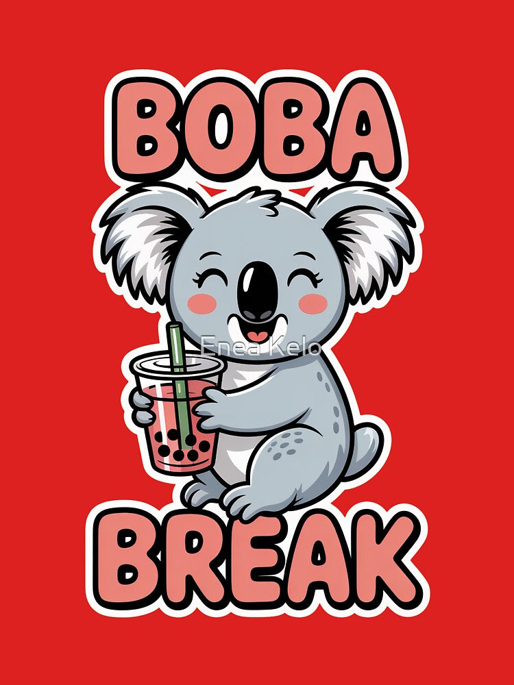 Boba Break Cute Koala Bubble Tea Kawaii Sticker by Enea Kelo
