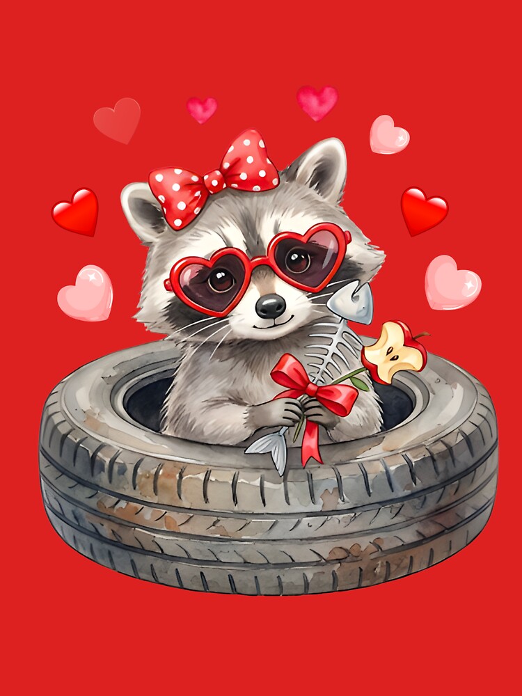 Cute Raccoon in Love – Valentine Animal Illustration by LunaSpellStudio