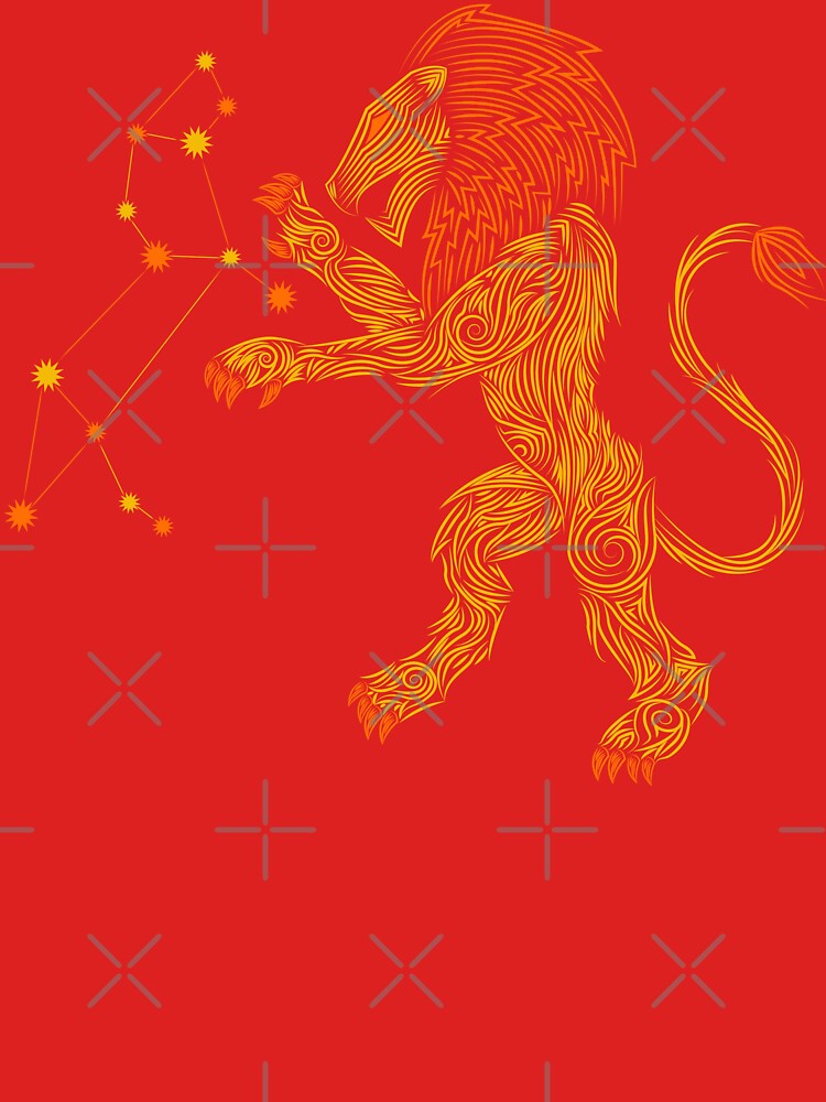 Leo Zodiac Constellation Yellow Orange Geometric Line Art by JAMerArc