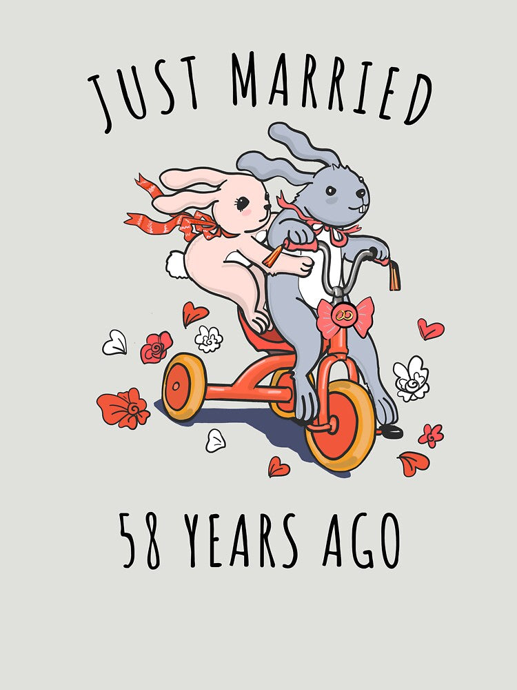 Just Married 58 Years Ago - 58th Anniversary Couple Bunnies Tee, Phone Cases And Other Gifts by MemWear