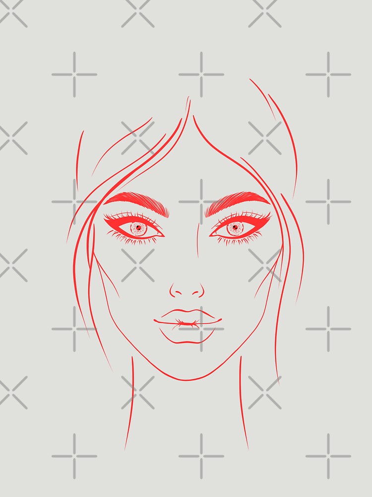 Art Women face in red with transparent background by MobMarketdesign