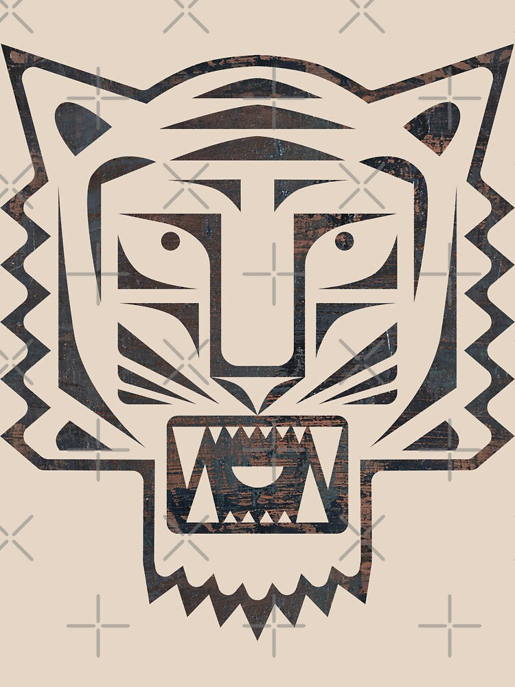Tiger angry head. Black tattoo design. Geometric line style. Animal portrait. by EEgnat