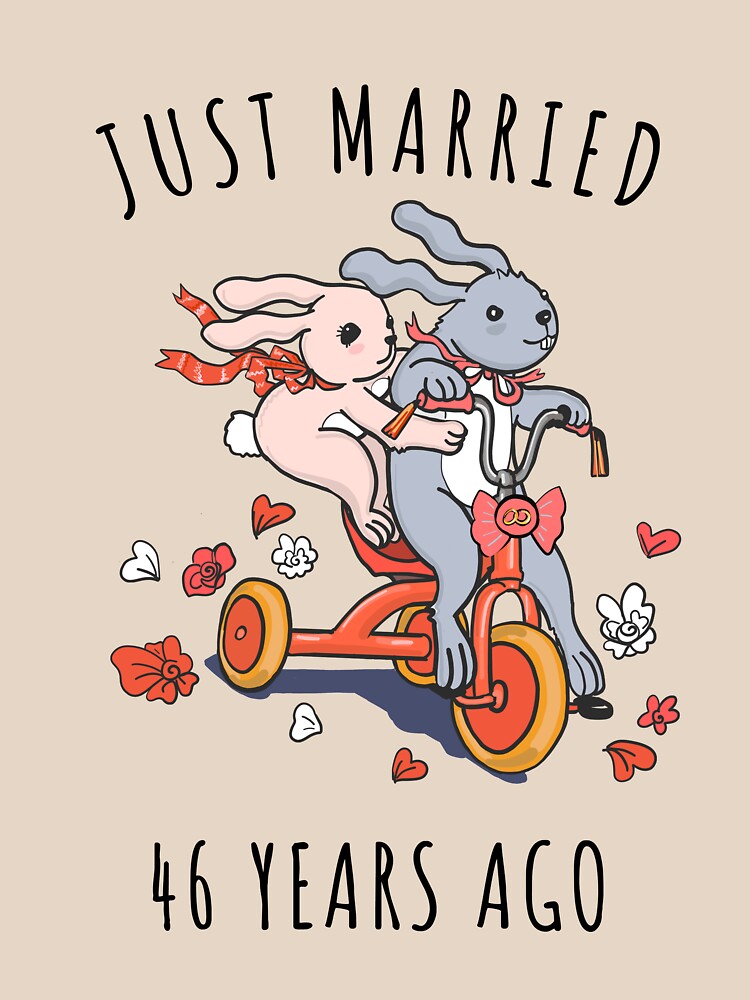 Just Married 46 Years Ago - 46th Anniversary Couple Bunnies Tee, Phone Cases And Other Gifts by MemWear