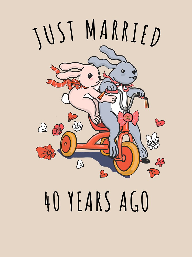 Just Married 40 Years Ago - 40th Anniversary Couple Bunnies Tee, Phone Cases And Other Gifts by MemWear