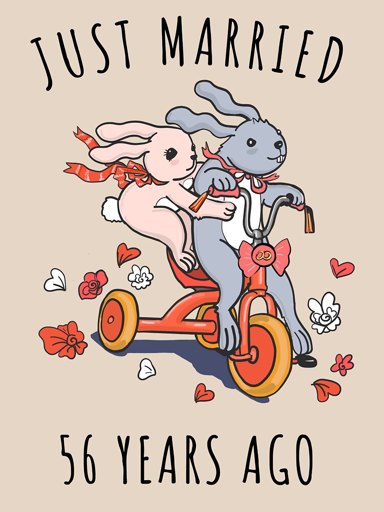 Just Married 56 Years Ago - 56th Anniversary Couple Bunnies Tee, Phone Cases And Other Gifts by MemWear