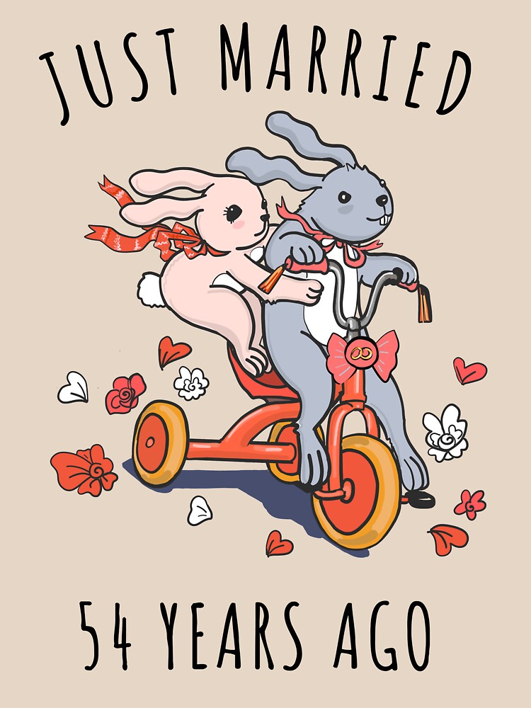Just Married 54 Years Ago - 54th Anniversary Couple Bunnies Tee, Phone Cases And Other Gifts by MemWear