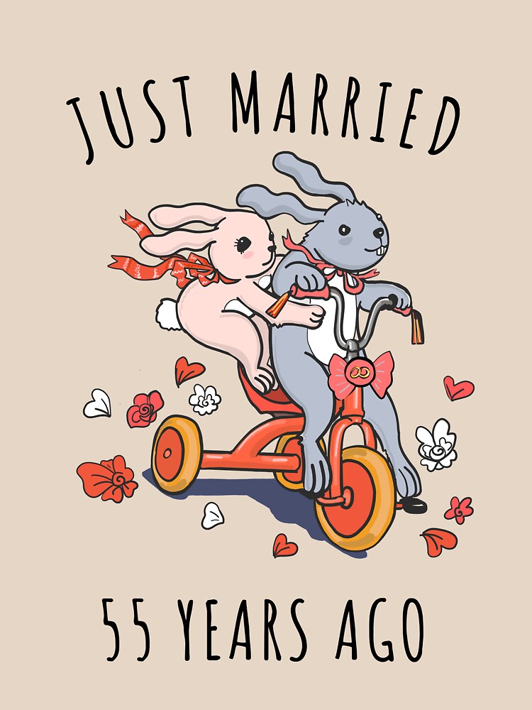 Just Married 55 Years Ago - 55th Anniversary Couple Bunnies Tee, Phone Cases And Other Gifts by MemWear