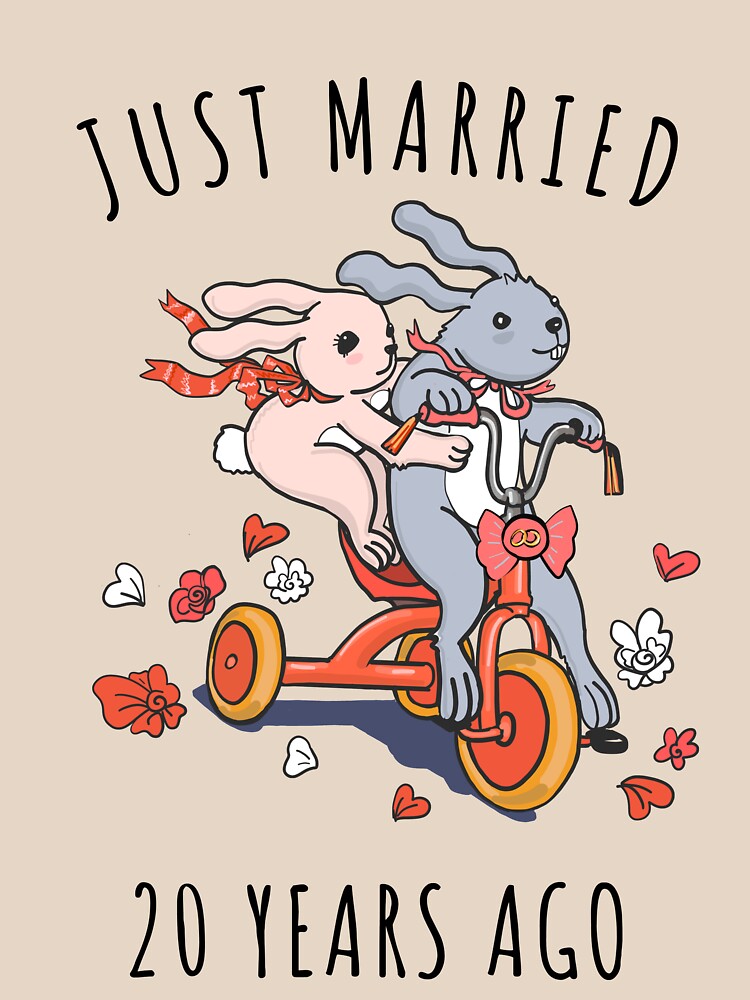 Just Married 20 Years Ago - 20th Anniversary Couple Bunnies Tee, Phone Cases And Other Gifts by MemWear