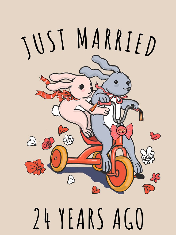 Just Married 24 Years Ago - 24th Anniversary Couple Bunnies Tee, Phone Cases And Other Gifts by MemWear