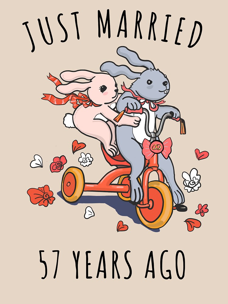 Just Married 57 Years Ago - 57th Anniversary Couple Bunnies Tee, Phone Cases And Other Gifts by MemWear