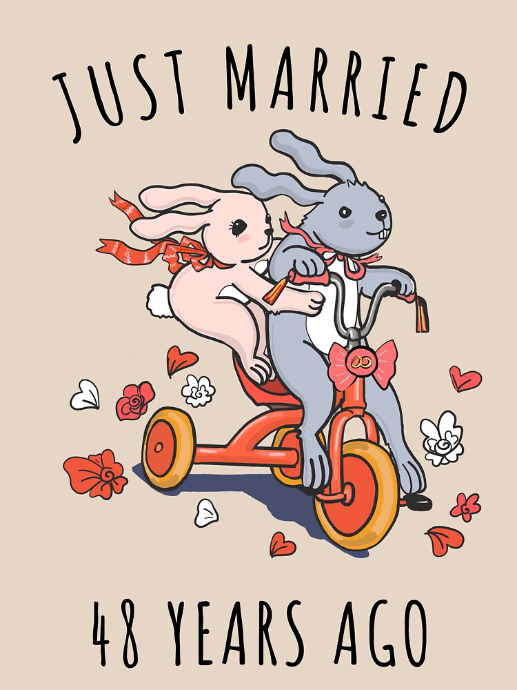 Just Married 48 Years Ago - 48th Anniversary Couple Bunnies Tee, Phone Cases And Other Gifts by MemWear