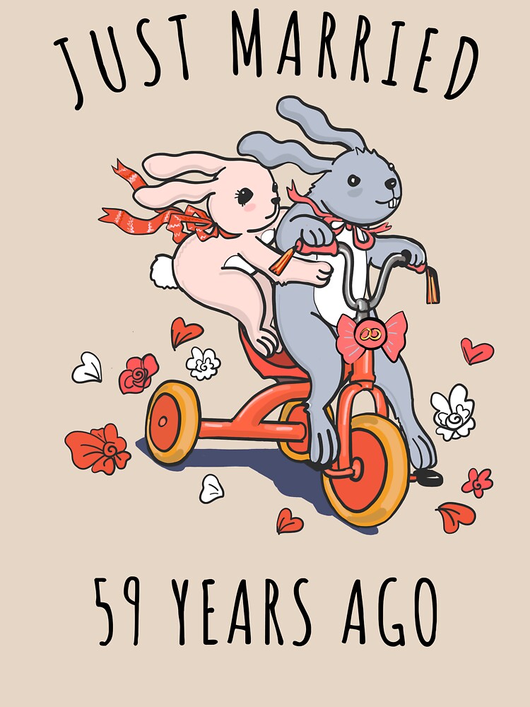 Just Married 59 Years Ago - 59th Anniversary Couple Bunnies Tee, Phone Cases And Other Gifts by MemWear