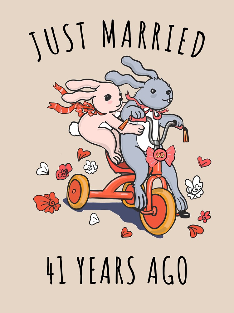 Just Married 41 Years Ago - 41st Anniversary Couple Bunnies Tee, Phone Cases And Other Gifts by MemWear