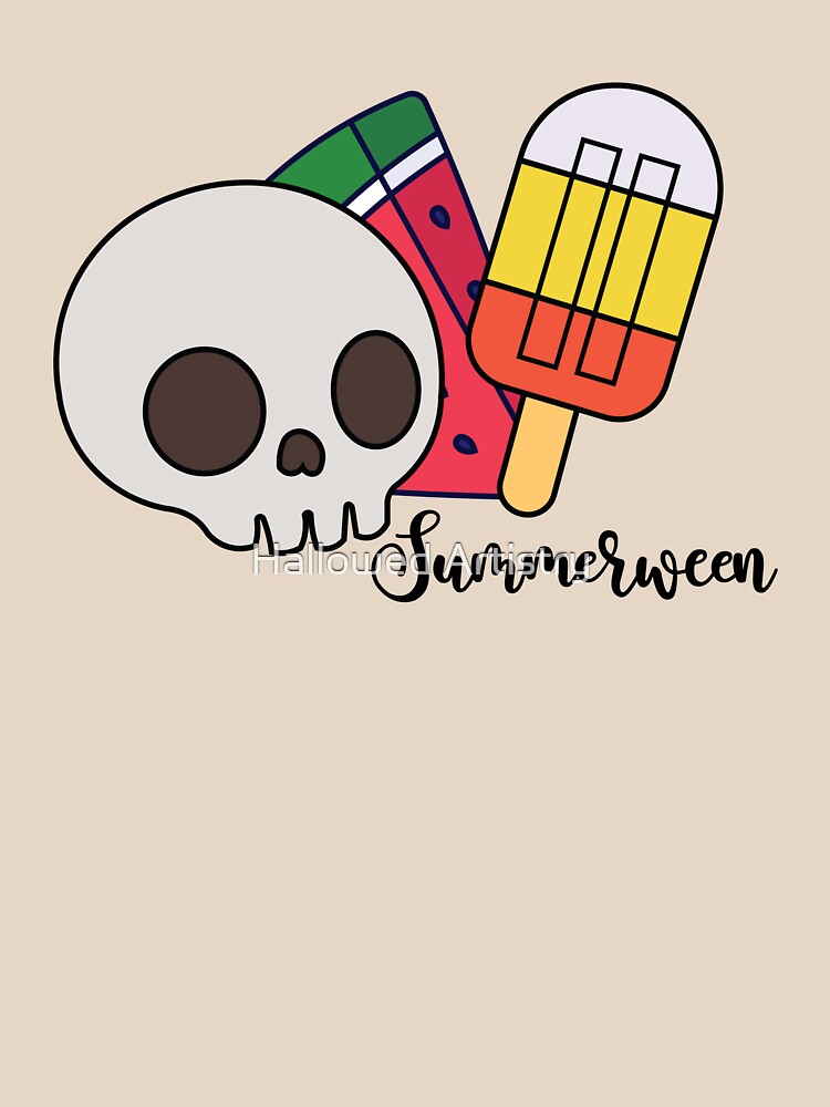 Summerween Skull Watermelon & Candy Corn Popsicle Cute Halloween Summer Design by Hallowed Artistry
