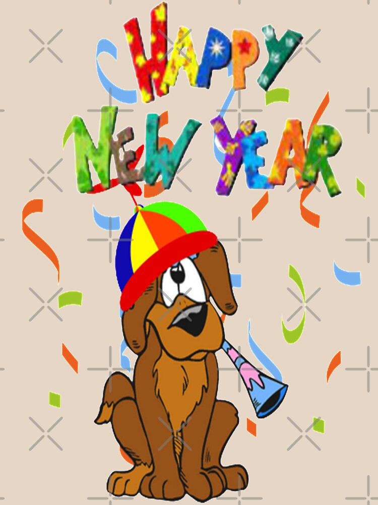 Happy New Year Cute Dog, Howdy New Year,New Years Celebration, New Years Eve Countdown by Adri Barnard
